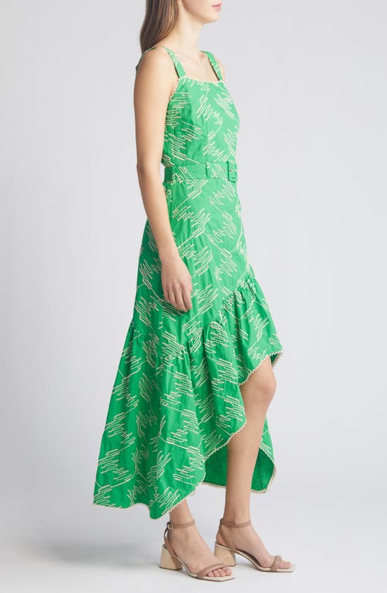 Shop Ciebon Simala Belted High-low Dress In Emerald Green