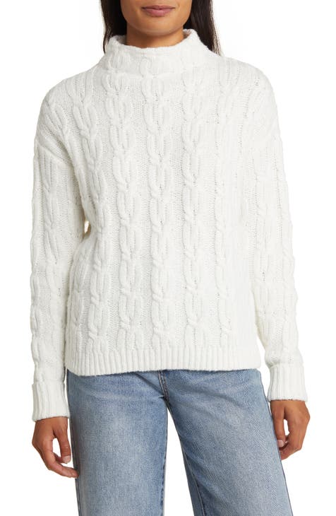 Cable Knit Funnel Neck Sweater