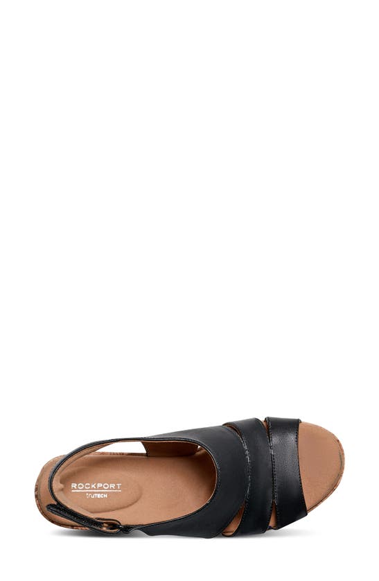 Shop Rockport Briah Slingback Platform Wedge Sandal In Black Leather