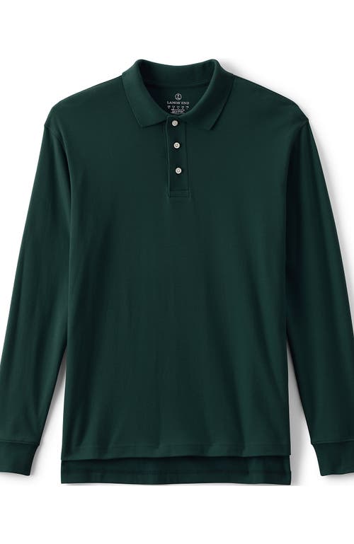 Lands' End School Uniform Long Sleeve Interlock Polo Shirt In Evergreen
