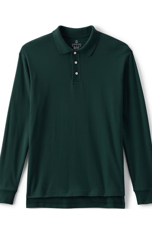 Shop Lands' End School Uniform  Long Sleeve Interlock Polo Shirt In Evergreen