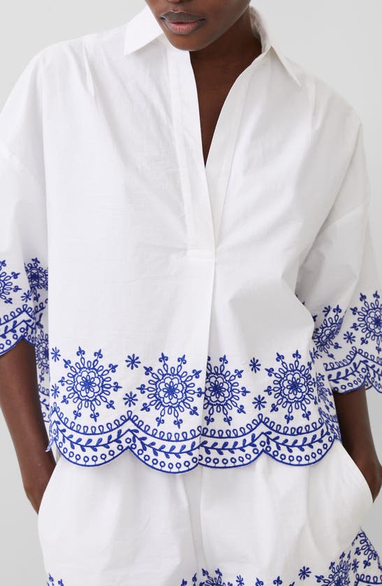 FRENCH CONNECTION ALISSA EMBROIDERED COTTON TOP