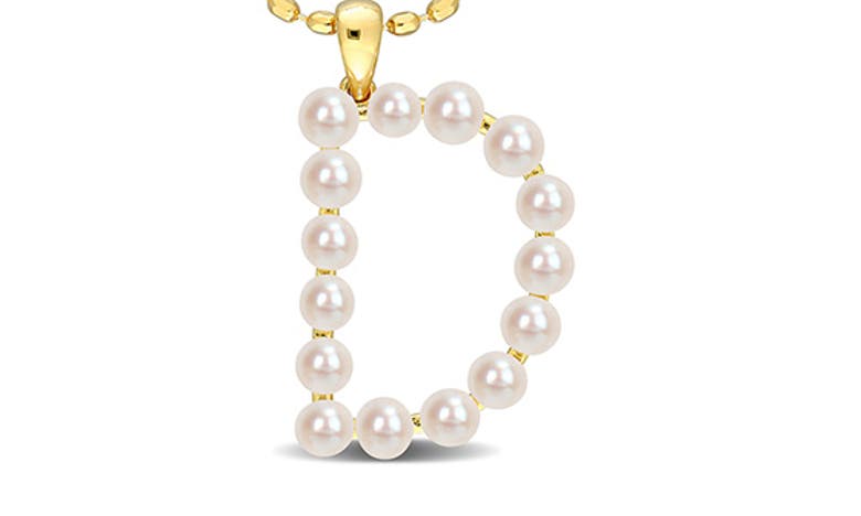 DELMAR DELMAR 3.5-4MM FRESHWATER CULTURED PEARL INITIAL PENDANT NECKLACE