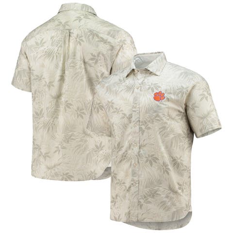 Men's Tommy Bahama Oatmeal Auburn Tigers Forest Fronds Button-Up Shirt