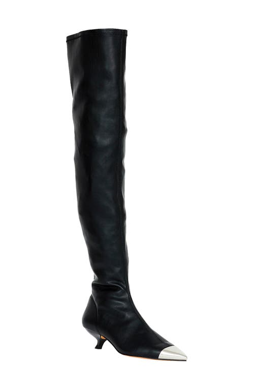 Katy Perry The Micro Heel Otk Boot Womens Toe Cap Manmade Thigh-high Boots In Black