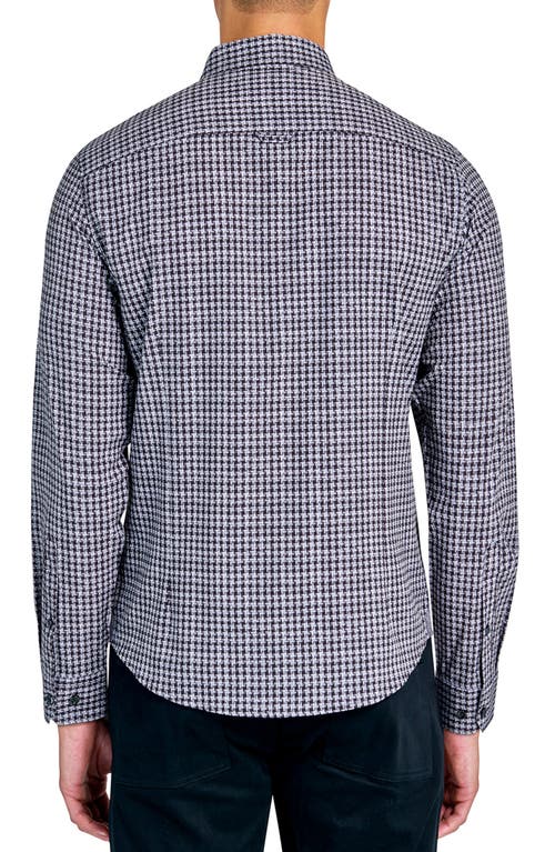 Brooklyn Brigade Micro Check Recycled 4-way Stretch Performance Long Sleeve Shirt In Grey