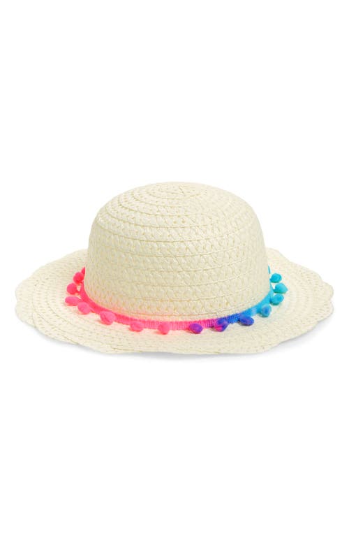 Ruby & Ry Kids' Pom Band Straw Hat in Beige at Nordstrom