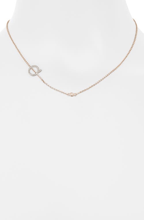 Meshmerise Bezel Diamond Initial Chain Necklace In Rose-q