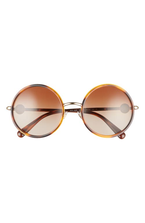 Versace 56mm Gradient Round Sunglasses In Havana/brown Gradient