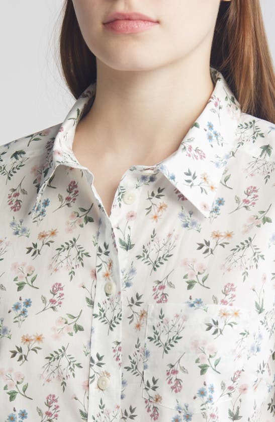 Shop Liberty London Floral Fitted Button-up Shirt In Cream