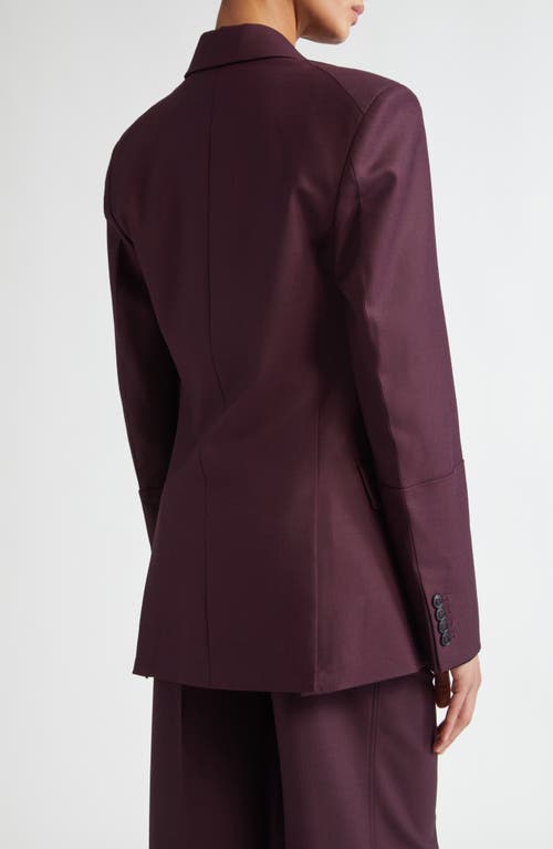 Shop Victoria Beckham Sleeve Detail Gabardine Blazer In Deep Mahogany