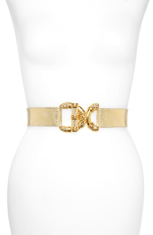 Viper D-Ring Buckle Leather Belt in Gold