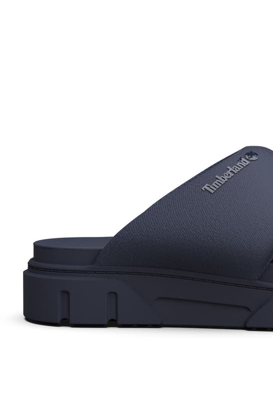 Shop Timberland Greyfield Slide Sandal In Dark Blue Knit