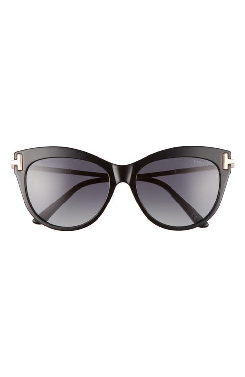 TOM FORD Kira Acetate/Metal Cat-Eye Sunglasses, Black | Smart Closet