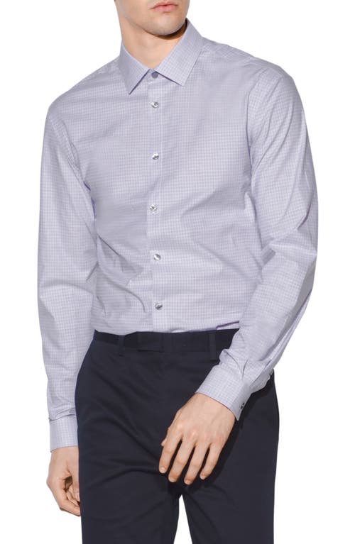 John Varvatos Star USA Slim Fit Windowpane Plaid Dress Shirt in Plum Wood