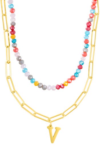 Adornia Initial Layered Necklace In Multi-v