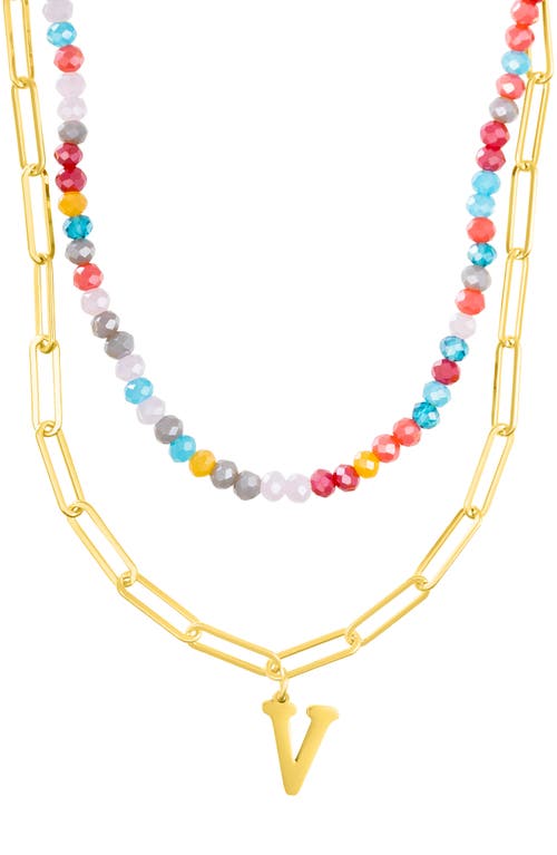Adornia Initial Layered Necklace In Multi-v