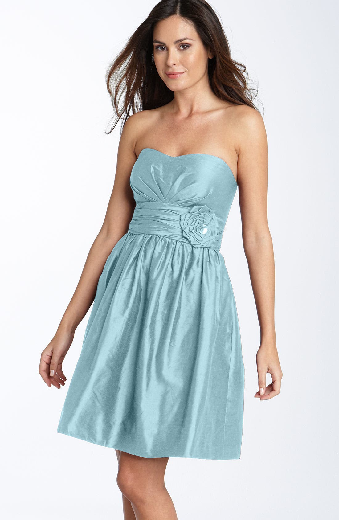 strapless taffeta dress