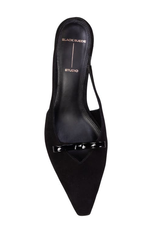 Black Suede Studio Adore Slingback Kitten Heel Pump In Black Suede