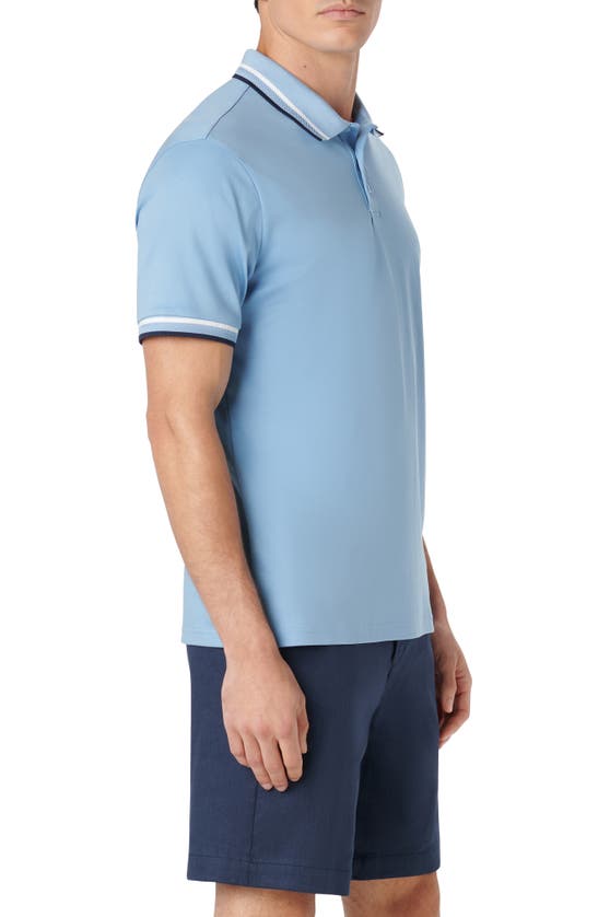 Shop Bugatchi Tipped Short Sleeve Cotton Polo In Air Blue