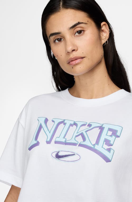 Shop Nike Sportswear Varzity Logo Graphic Crop T-shirt In White