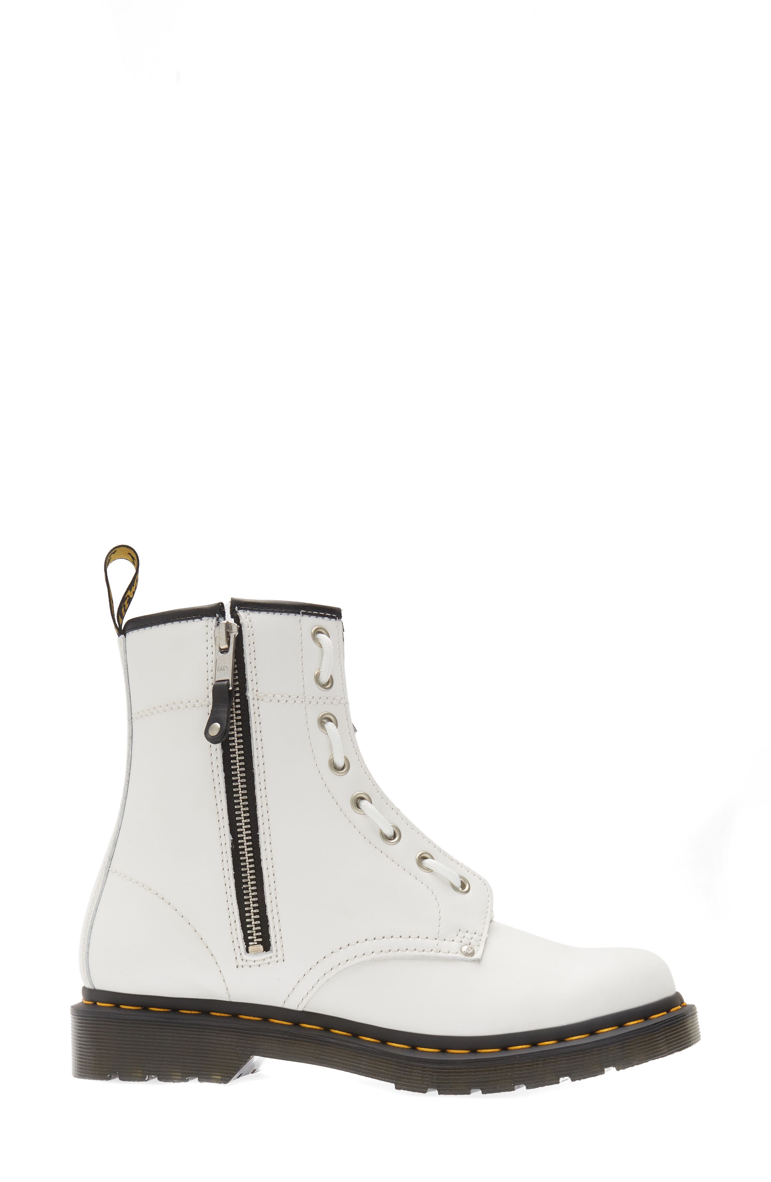 white dr martens with zipper