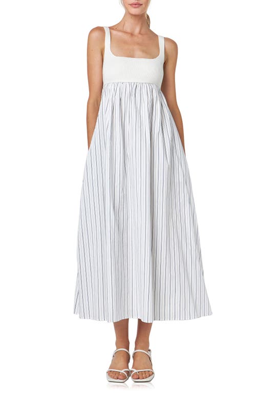 English Factory Tie Back Knit Combo Sundress Off White/Navy at Nordstrom,