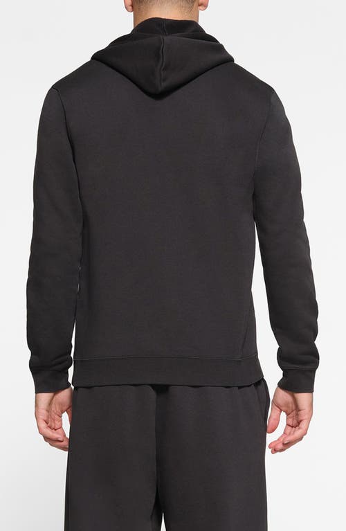 Skims Black Fleece Lounge Hoodie In Washed Onyx