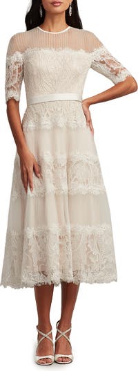 Tadashi shoji cheap lace midi dress