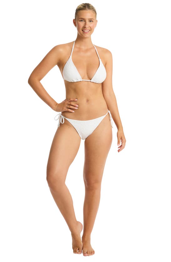 Sea Level Interlace D-cup Triangle Bikini Top In White