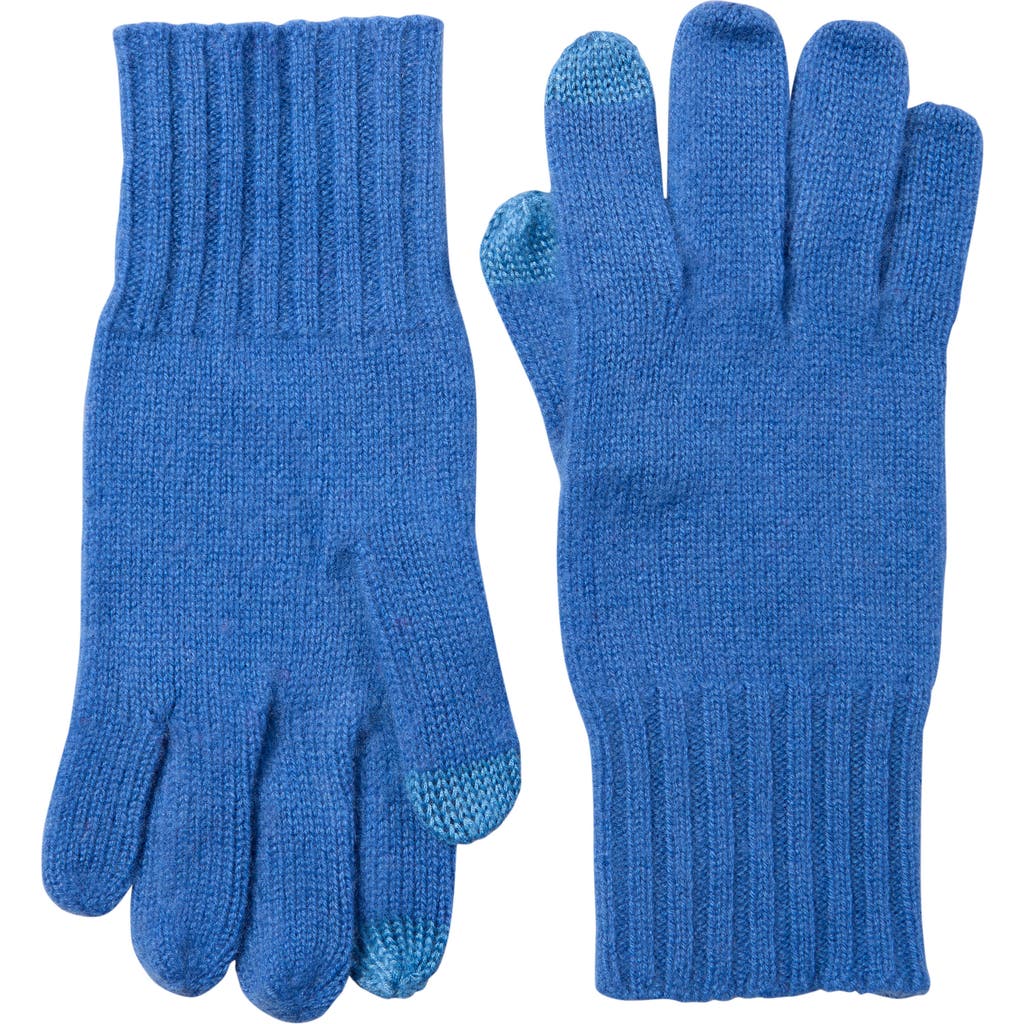 Amicale Cashmere Rib Knit Gloves In Mid Blue