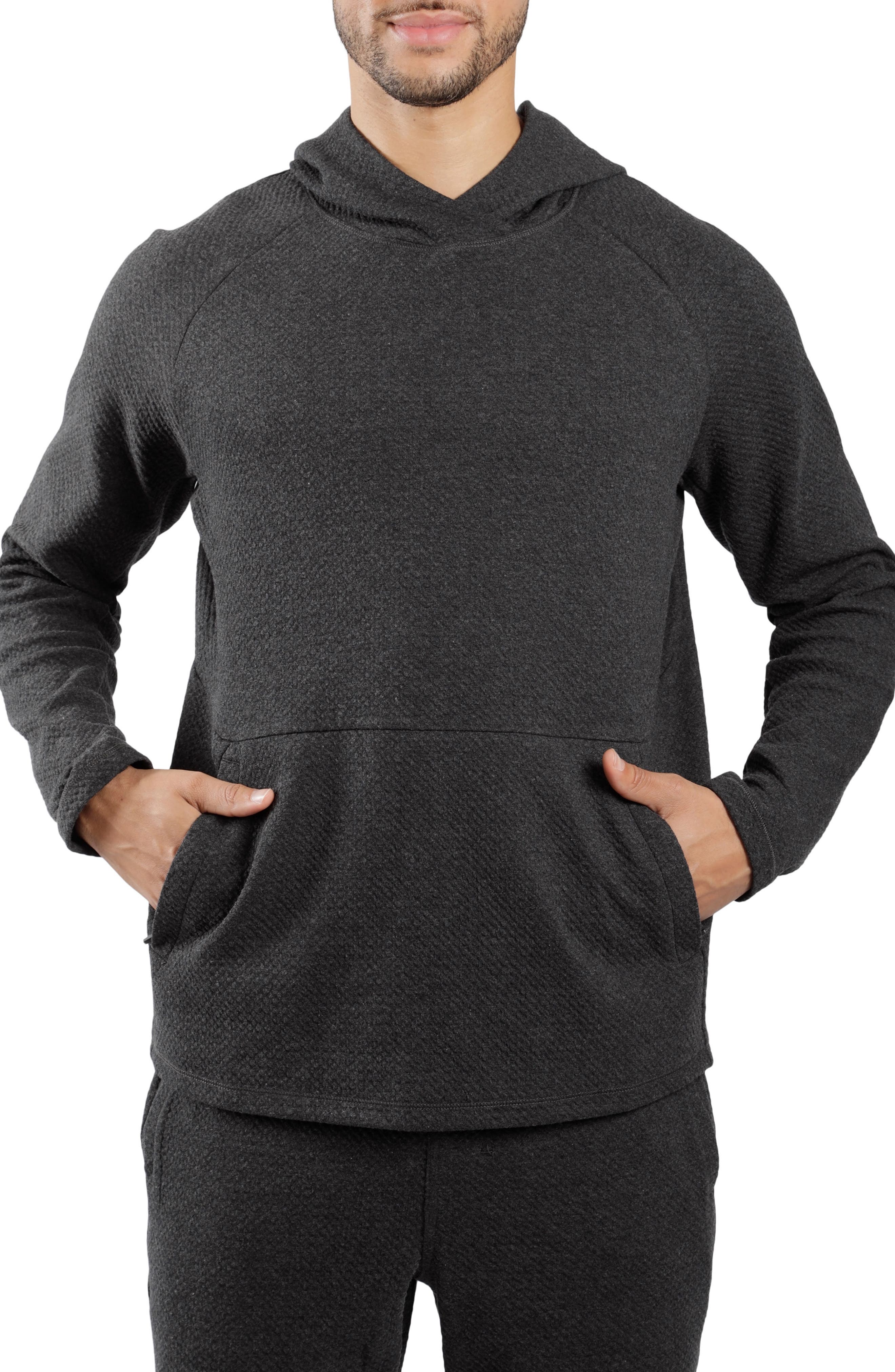90 DEGREE BY REFLEX Textured Knit Pullover Hoodie Nordstromrack