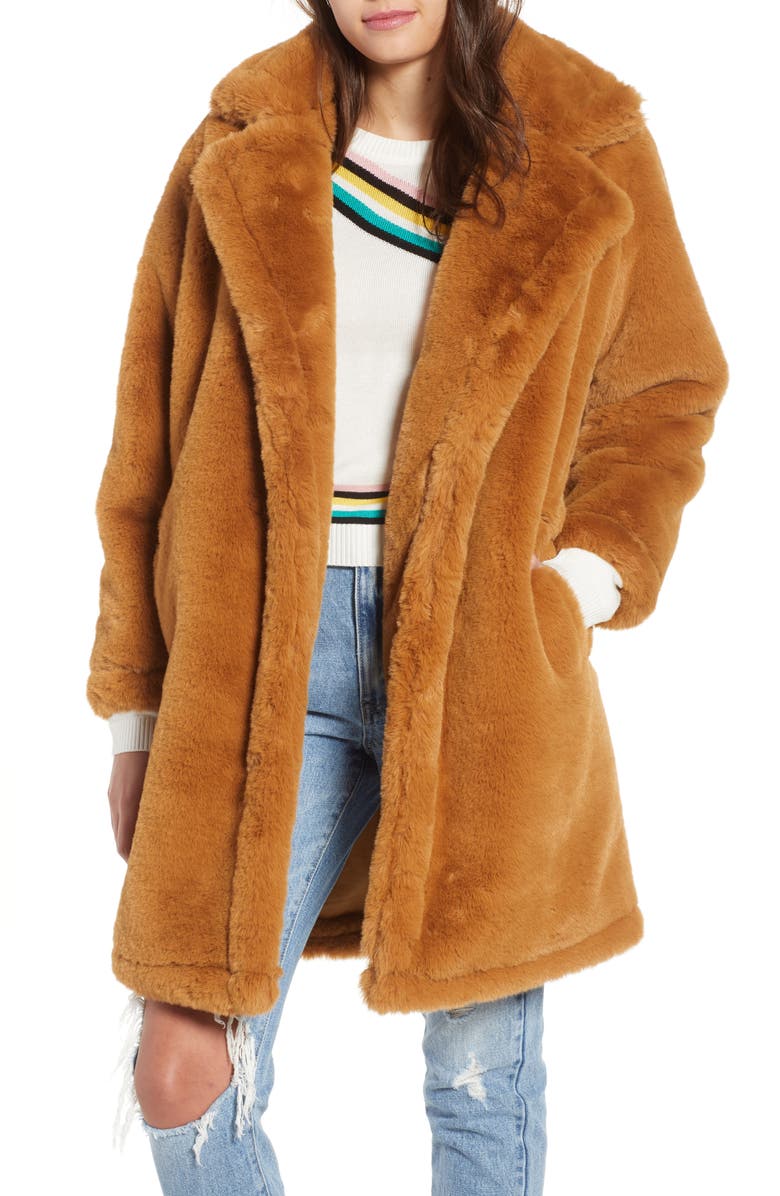 Woven Heart Faux Fur Teddy Coat | Nordstrom