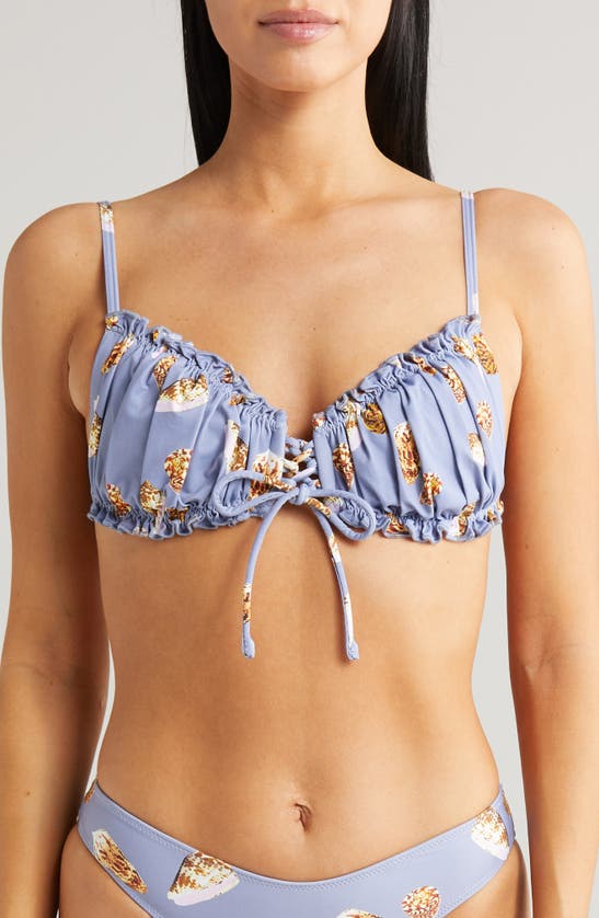 Shop Montce Vero Ruched Bikini Top In Shell