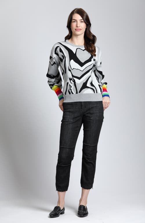 Shop Apny Swirl Heart Sweater In Grey Multi