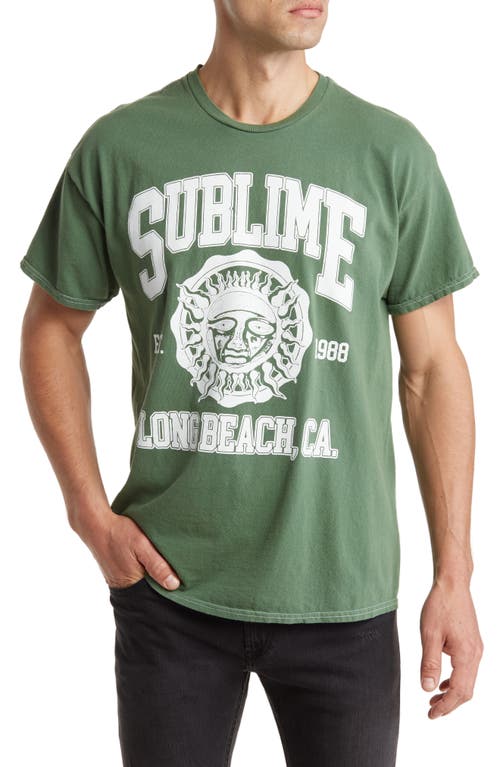 Sublime Long Beach Graphic T-Shirt in Sage Pigment Dye
