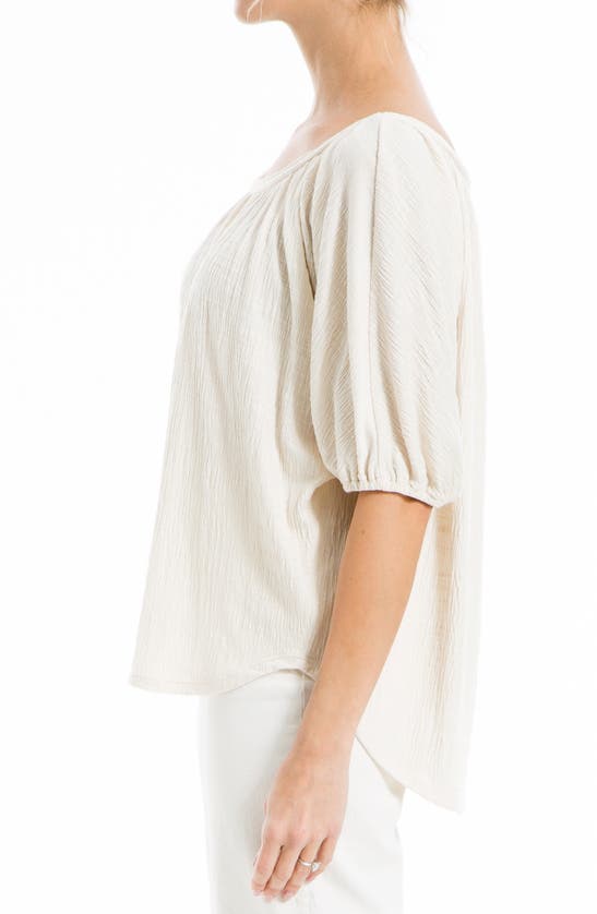 Shop Max Studio Textured Knit Bubble Sleeve Knit Top In Eggshell