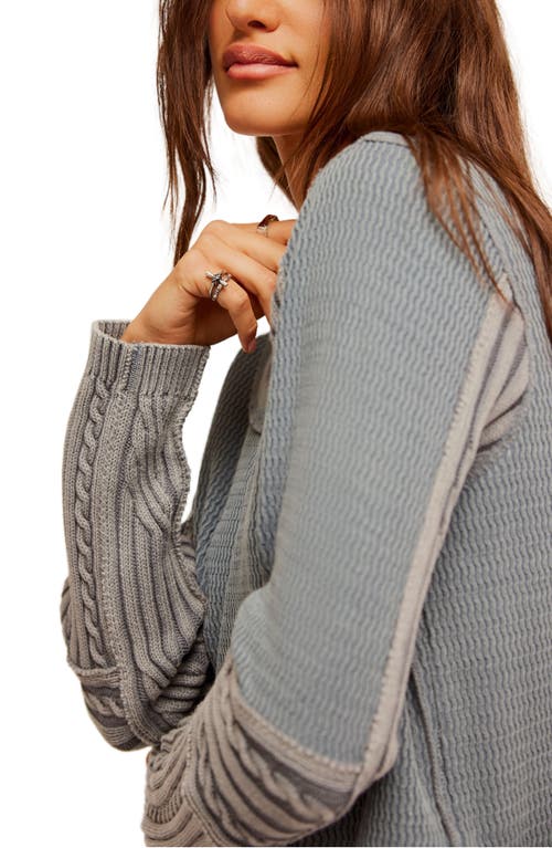 Shop Free People Cable Stitch Sleeve Sweater In Weathervane Combo