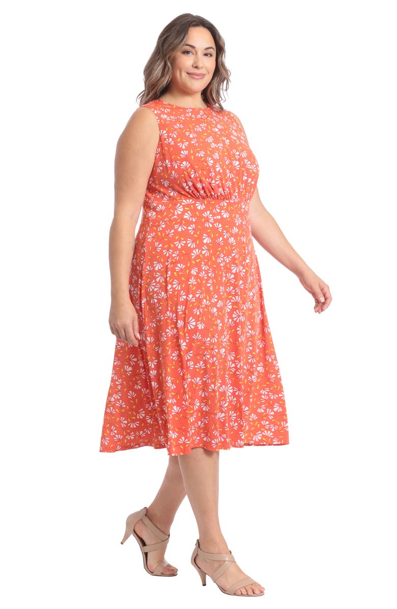 London Times Floral Sleeveless Fit & Flare Midi Dress Nordstromrack