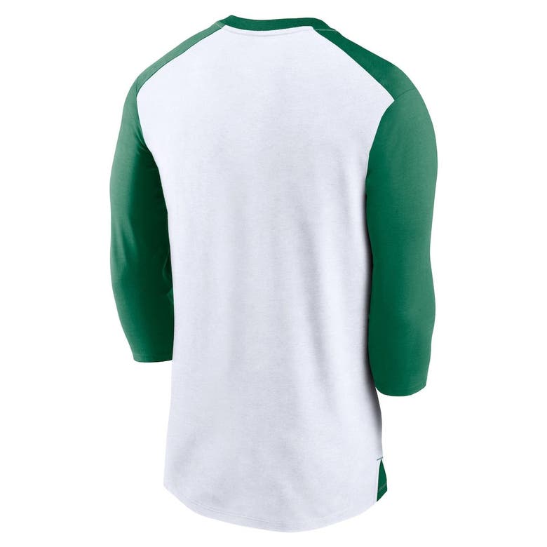 Men's Oakland Athletics Nike White/Kelly Green Rewind 3/4-Sleeve T-Shirt