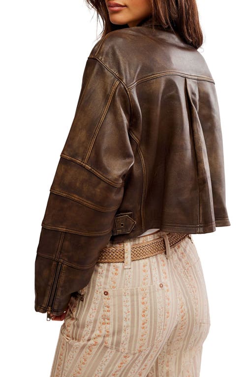 Shop Free People Adrienne Leather Bomber Jacket In Brownie