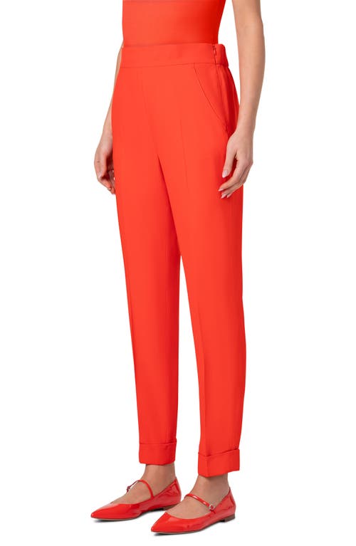 Shop Akris Chris Cuffed Crepe Pants In Poppy