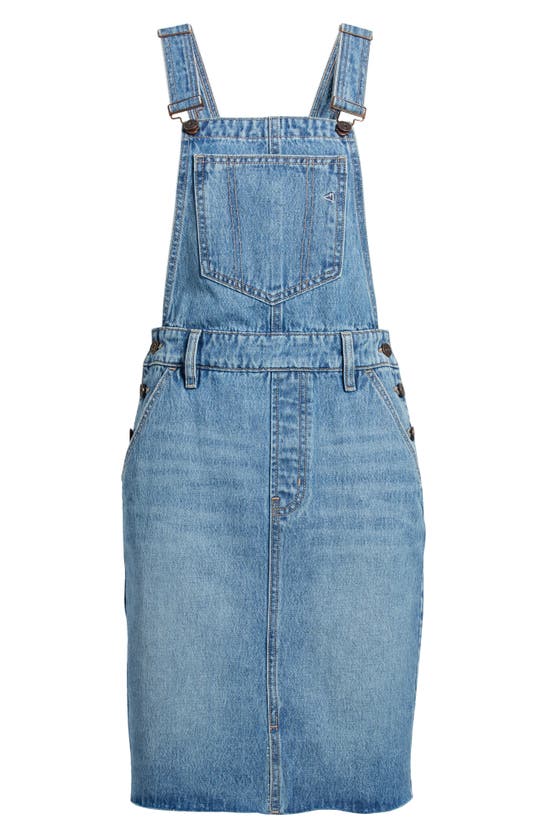 Shop Hidden Jeans Midi Denim Overall Dress In Medium Wash
