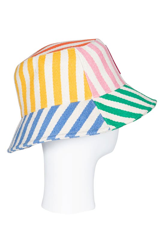 Shop Kurt Geiger Mixed Stripe Bucket Hat In Rainbow