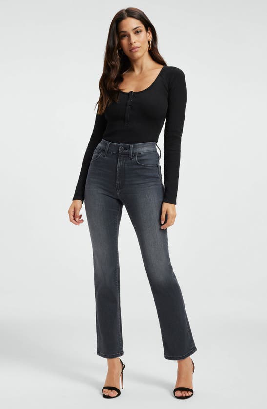 Good American Always Fits Good Straight High Waist Straight Leg Jeans In Black253