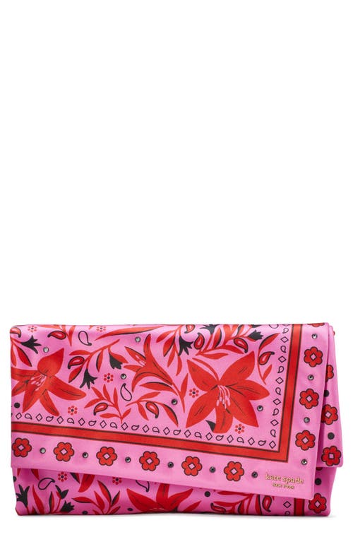 Kate Spade New York bandana clutch on a chain in Carousel Pink Multi at Nordstrom