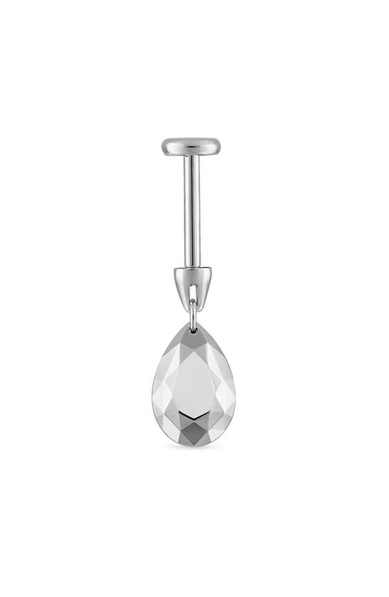 Shop Maria Tash Faceted Pear Single Threaded Stud Earring In White Gold