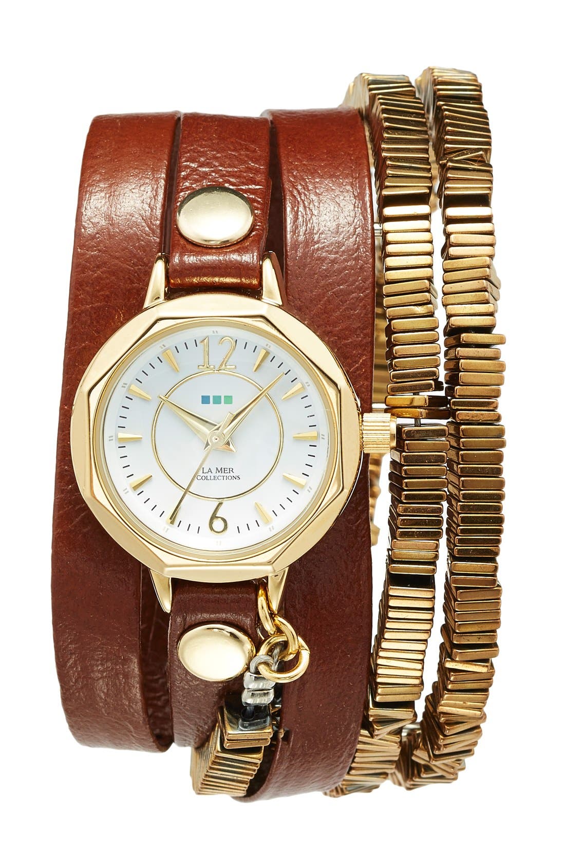 La Mer Collections 'Del Mar' Leather Strap Wrap Watch, 25mm Nordstrom