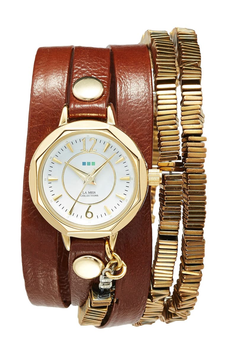 La Mer Collections 'Del Mar' Leather Strap Wrap Watch, 25mm | Nordstrom