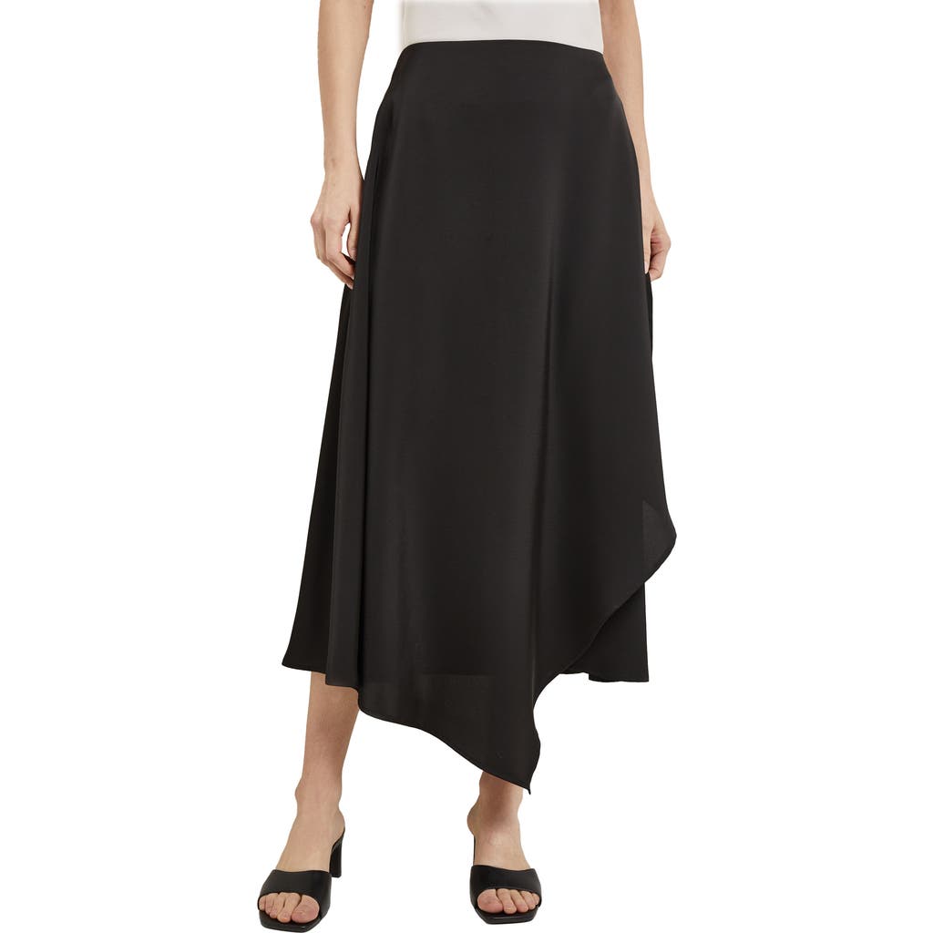 Misook Asymmetrical Charmeuse Maxi Skirt In Black